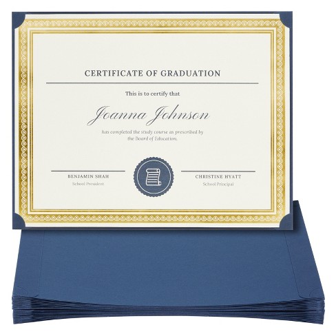 Certificate Paper 8.5 x 11 Inches, 100-Pack Diploma Paper, Letter Size,  Blank, Blue Borders