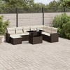 vidaXL 9 Piece Patio Sofa Set with Cushions - Brown and Cream without Storage - 2 of 4