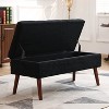 CAVINAS Linen Fabric Storage Ottoman Bench with Tufted Top and Wood Legs,Upholstered Storage Ottoman,Storage Bench for Living Room,Bedroom - 2 of 4