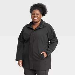 Women's Plus Size Bonded Rain Jacket - All in Motion™ Black 4X