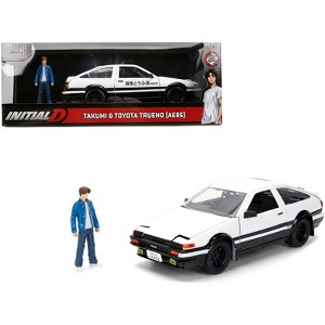 Toyota Trueno (AE86) RHD White and Black with Graphics and Figure "Initial D" (1998-2021) TV Series 1/24 Diecast Model by Jada - 1 of 4