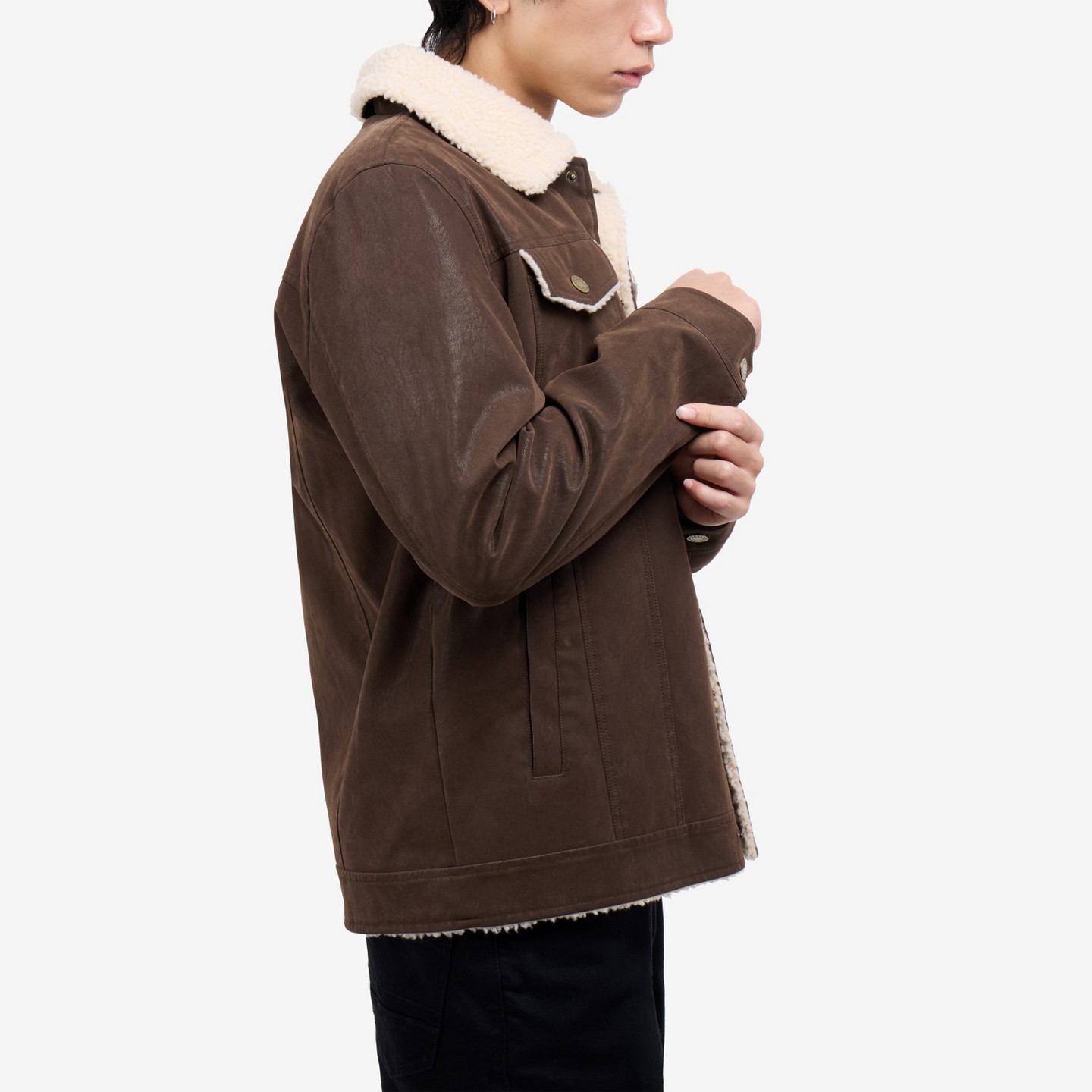 Мужская куртка X RAY Jacket With Faux Shearling Lining in Dark Brown, цвет: Тёмный коричневый — фото 3