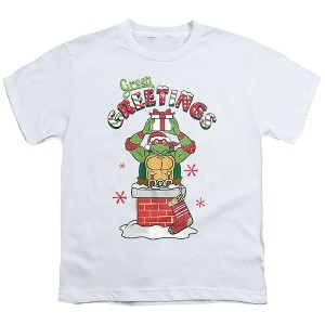 Boys' Teenage Mutant Ninja Turtles Green Greetings Christmas Scene T-Shirt - 1 of 4