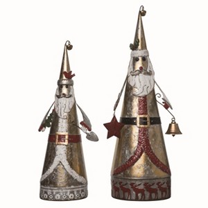 Transpac Metal Multicolor Christmas Santa Cone Decor Set of 2 - 1 of 2