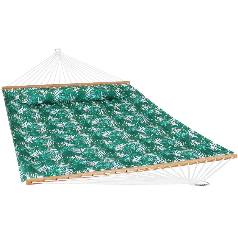 Sunnydaze 2-Person Quilted Printed Fabric Spreader Bar Hammock/Pillow with S Hooks and Hanging Chains - 450 lb Weight Capacity, 1 of 10
