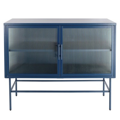 Modern Console Table with Fluted Glass Doors and Adjustable Shelf for Dining and Living Room Storage