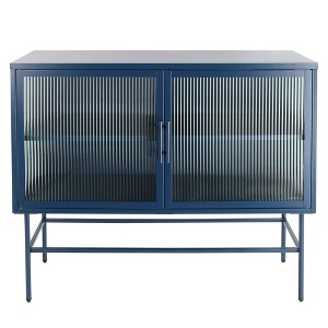 Modern Console Table with Fluted Glass Doors and Adjustable Shelf for Dining and Living Room Storage - 1 of 4