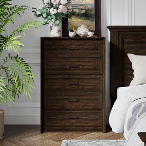FUFU&GAGA Rustic 5 - Drawer Vertical Storage Chest Dresser Organizer-Bedroom Organizer with Anti - Tipping Device - 1 of 4