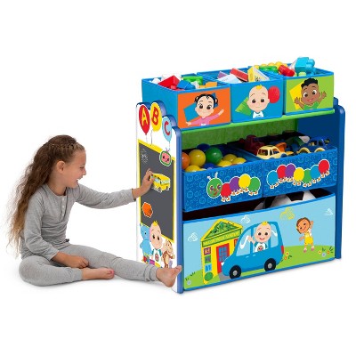CoComelon Blue Wooden 6-Bin Toy Storage Organizer