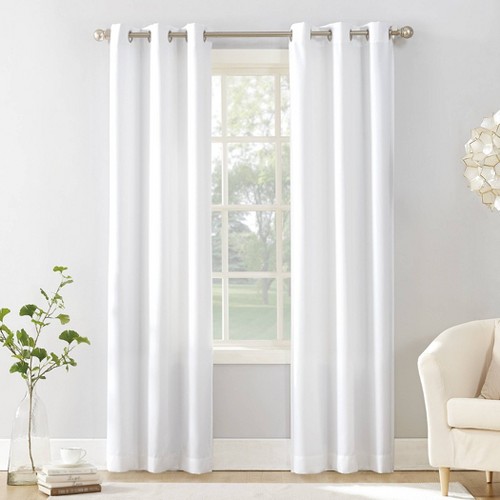 63"x40" Sora Casual Textured Light Filtering Grommet Top Curtain Panel White - No. 918