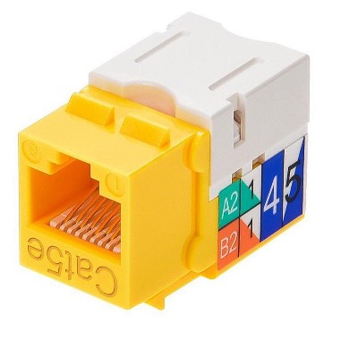 thumbnail image 2 of Installers-Choice Cat5e 45° Angled Keystone Jack – 110 Punchdown, 5-Pack, Yellow 2 of 6