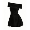 Clearlove Women's Dress Off Shoulder Mini Dress with Ruffle Hem Summer A Line Casual Dress Short Party Dress Wedding Dress - 3 of 4