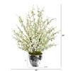 Nearly Natural 29-in Cherry Blossom Artificial Arrangement in Silver Bowl - 2 of 3
