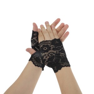 Unique Bargains Women's Flower Sunblock Fingerless Gloves 1 Pair - 1 of 4