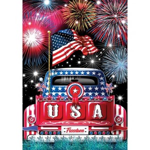 USA Pickup Patriotic House Flag Fireworks Fourth of July 28"x40" Briarwood Lane - 1 of 4