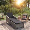 vidaXL Outdoor Sun Lounger with Adjustable Backrest and Slide Armrests - Poly Rattan Garden Furniture in Gray with Dark Gray Cushion - 2 of 4