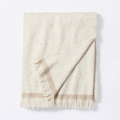 Woven Striped Border Nep Throw Blanket with Fringes - Threshold™ designed with Studio McGee