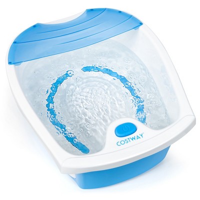 Costway Foot Spa Bath W/ Smooth Bubble Massage Nodes & Arch Toe-Touch Control Pink\Blue