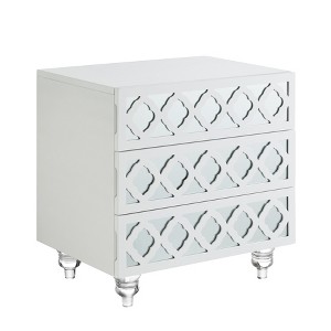 24" Clear And  Wood Mirrored End Table With Three Drawers - 1 of 4