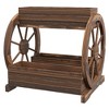 Outsunny Wooden Wagon Planter Box, Decorative Raised Garden Bed for Vegetables Flowers Herbs, 25" x 21" x 24" - 4 of 4