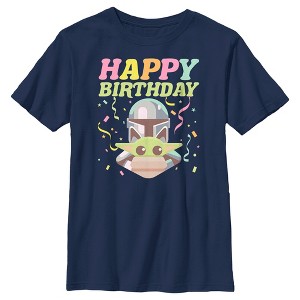 Boy's Star Wars: The Mandalorian Happy Birthday Mando and Grogu T-Shirt - 1 of 4