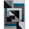 Home Mart Goods Turquoise Blue Teal Silver Charcoal Grey Geometric Shapes Hand-Carved Abstract Soft Premium Modern Contemporary Non-Shedding Area Rug - 2 of 4