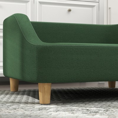 Dark Green Elevated Dog Sofa Bed with Washable Cushion