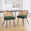 Bekrvio Rattan Dining Chairs - Cane Back & Curved Arm,Boucle Fabric Upholstered, Mid Century Modern Kitchen Chairs for Living Room - 2 of 4