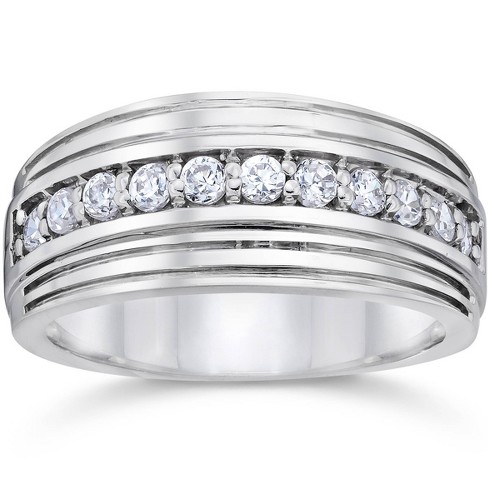 10K Solid White Gold Mens Diamond Wedding Ring Band 2.02 Ctw