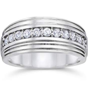 Pompeii3 1/2 Carat Mens Diamond Wedding Ring 10K White Gold