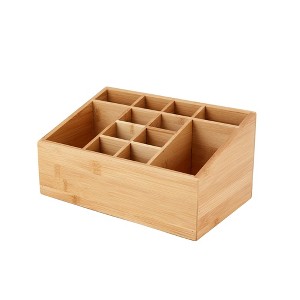 12-Compartment Bamboo Bathroom Organizer, Brown - 1 of 4