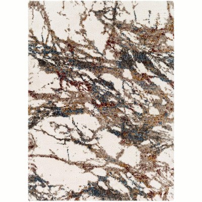 Mark & Day Duifhuis 5'3"x7' Rectangle Woven Indoor Area Rugs Navy: Modern Floral Polyester, Stain-Resistant, Pet Friendly