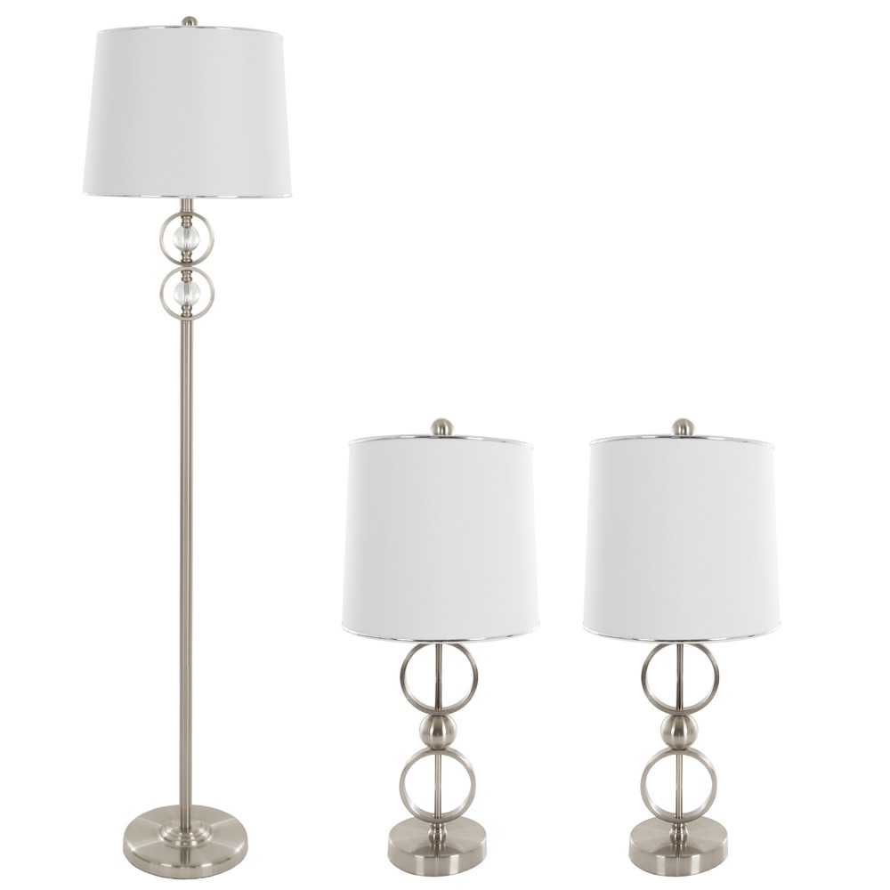 Table Lamps And Floor Lamp Modern Set Of 3 3 Led Bulbs Included Brushed Steel Yorkshire Home On Target Accuweather Shop