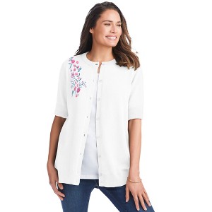 Woman Within Plus Size Perfect Elbow-Length Sleeve Cardigan - 1 of 4
