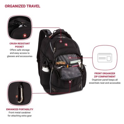 Рюкзаки SWISSGEAR Scan Smart TSA Laptop 17.5" Backpack - Black — фото 3