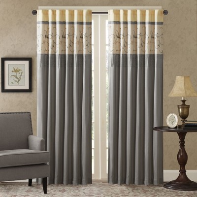 Elegant Floral Embroidered Window Panel, All Season Textured Light Filtering Curtain fits Various Room Decor, Yellow, 50x84"