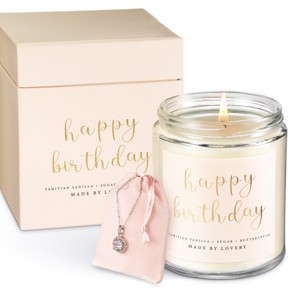 Lovery Birthday Gifts for Women - 3pc Bday Candle with Necklace & Pouch - 1 of 4