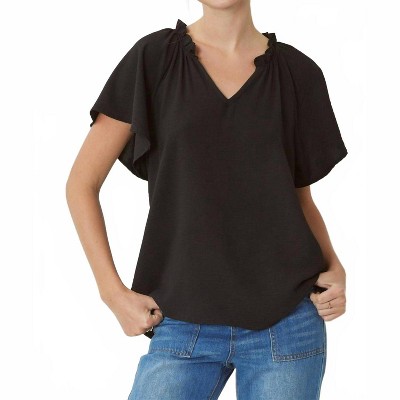 Women's Ruffled Flutter Sleeve Blouse - entro
