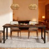 Gulches Industrial Home Series Modern Industrial Warm Wood & Metal Particleboard 60 in Durable Metal Frame Base Dining Table Seats 6-8 - 4 of 4