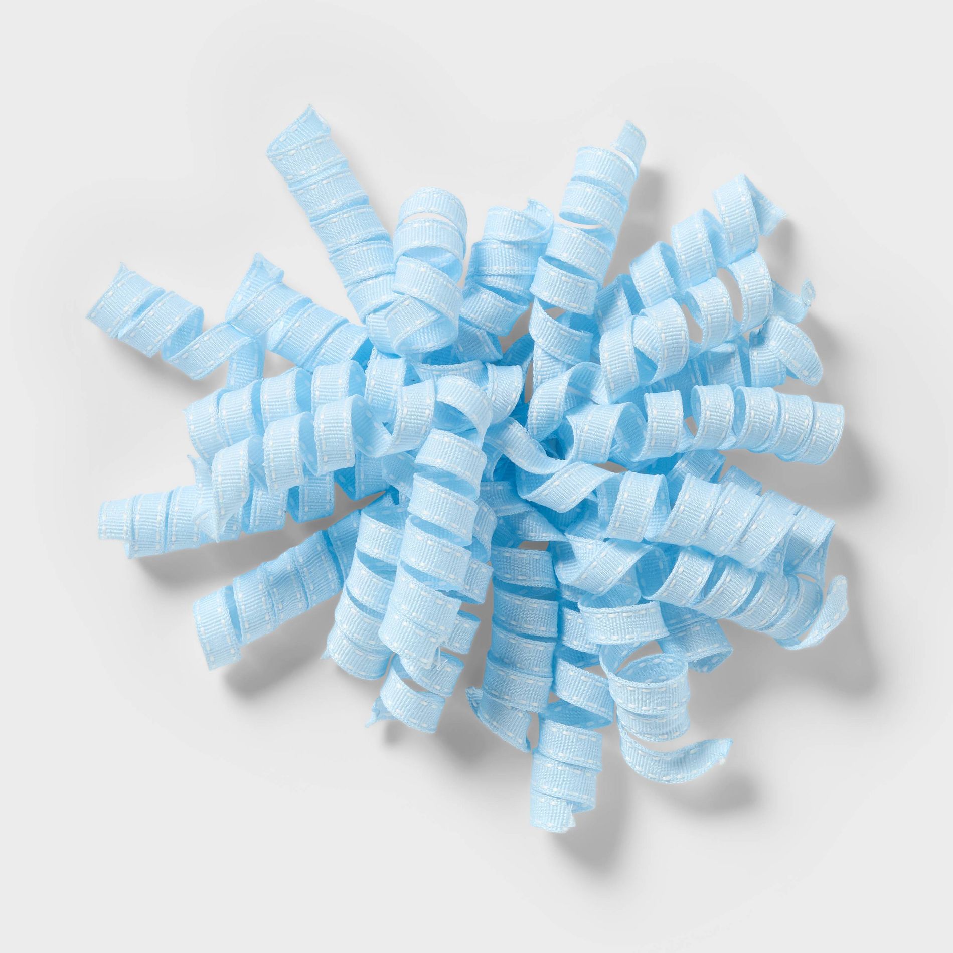 7" Fabric Curly Gift Bow Light Blue/White  - Spritz™