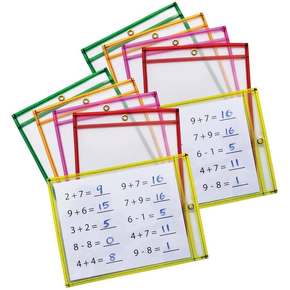 Photos - Educational Toy 20ct 9" x 12" Dry Erase Pockets Neon - Pacon