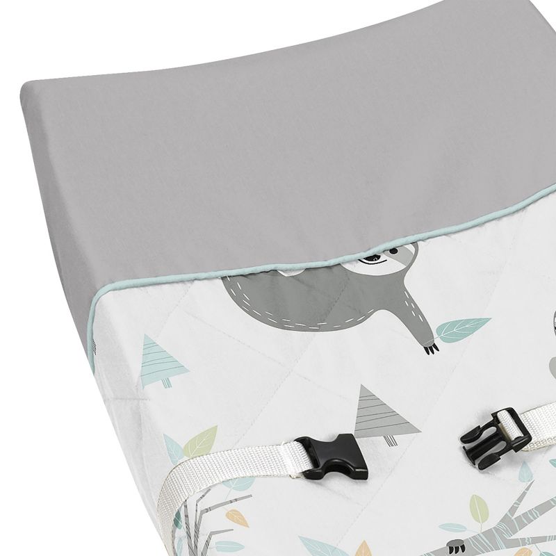 Sweet Jojo Designs Boy or Girl Gender Neutral Unisex Changing Pad Cover Sloth Blue Grey and Green, 4 of 7