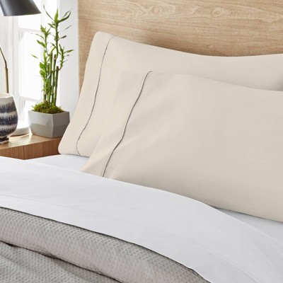 King Ivory Cotton Percale Pillowcase Set