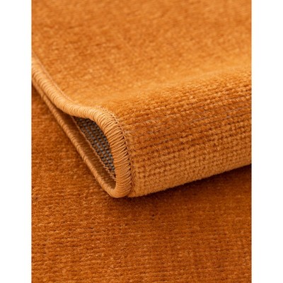 5 ft Round Orange Synthetic Easy Care Area Rug