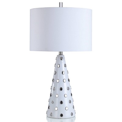 Lexi Mirror Medallion Table Lamp with Shade White - StyleCraft