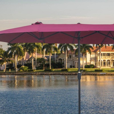 VisioGear Patio Umbrella with Double-Sided, Market Table with Crank and Wind Vents, 57.87*15.75*5.71