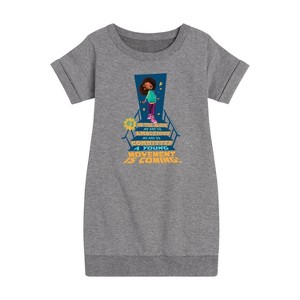 - Karma's World - Number One On The Block Graphic Short Sleeve Fleece Dress - 1 of 3