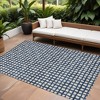 Navy Blue And Ivory Geometric Washable Indoor Outdoor Area Rug - 2 of 4