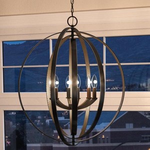 Urban Ambiance Luxury Luxe Industrial Chandelier,  30"H x 27-3/4"W,  Olde Bronze Finish, UHP2330 - 1 of 4