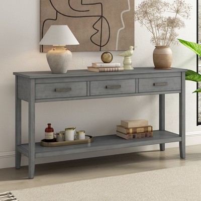 TIRAMISUBEST Contemporary 3-Drawer Console Table with 1 Shelf, Entrance Table Sofa Table for Entryway, Hallway, Living Room, Foyer, Corridor